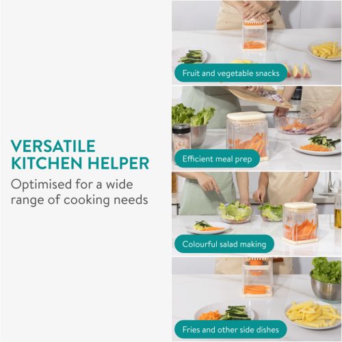 Set Feliator legume manual Navaris, 4 Lame, crem, otel inoxidabil, NAV000038DP001C