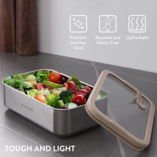 Set 2 Cutii de pranz din otel inoxidabil Navaris, 700 ml, 1000 ml, NAV000039UC001C