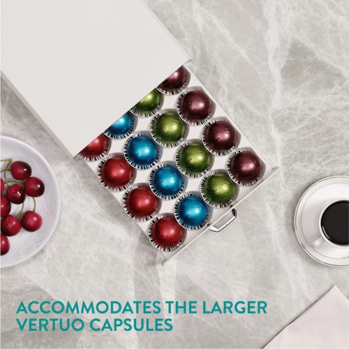 Suport capsule Vertuo Navaris, 40x5.5x23.5 cm, compatibil Nespresso, alb, plastic
