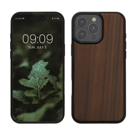   Husa Kwmobile pentru Apple iPhone 16 Pro Max, Maro, Lemn/Silicon, KWM000022UR001C