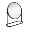 Oglinda cosmetica rotativa Navaris, 2x marire, pentru masa machiaj, 19.3x18 cm, negru, sticla/otel