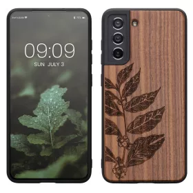   Husa kwmobile pentru Samsung Galaxy S21 FE, Lemn, Maro, 56172.05
