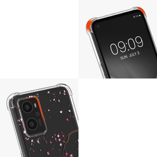 Bumper kwmobile pentru OPPO A76, Silicon, Transparent/Roz, 60042.01