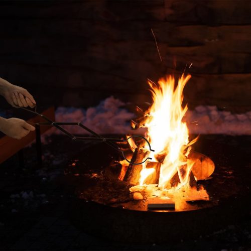 Set cleste si poker pentru semineu Navaris, 63, 5 cm si 73, 6 cm, negru, otel