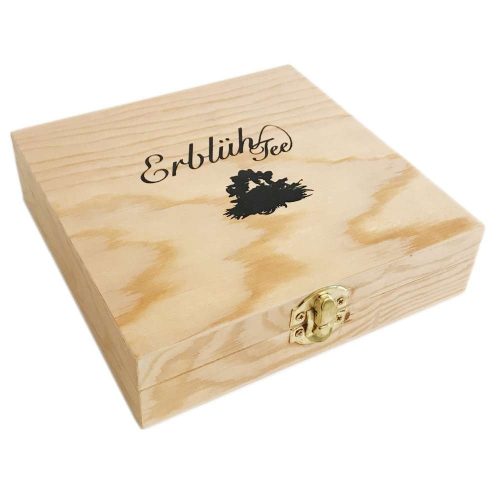 Set cadou Creano ErbluhTee in cutie de lemn cu inchidere magnetica, 12 bile ceai infloritor, 9 varietati
