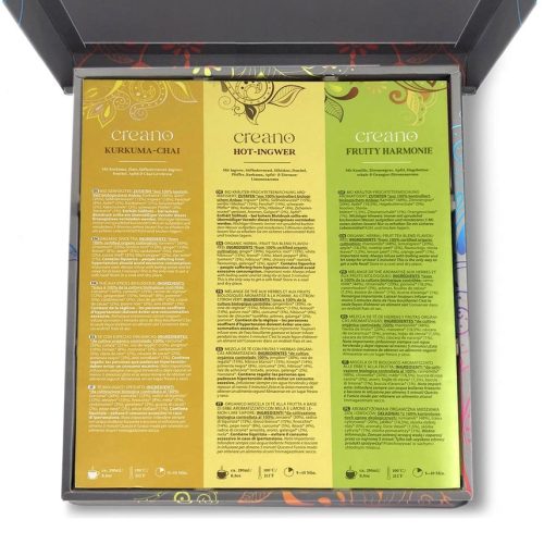 Set cadou ceai bio Creano Organic Herbal Tea, 27 plicuri piramida, 9 sortimente