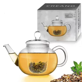   Ceainic din sticla Creano, 0,8 L, cu infuzor din sticla si capac, pentru ceai vrac