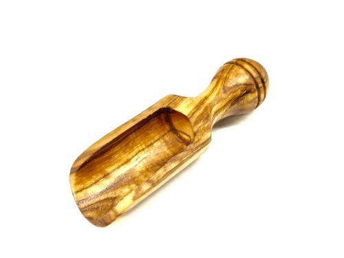 Recipient pentru sare din lemn de maslin cu capac si lopatica, pentru servire la masa