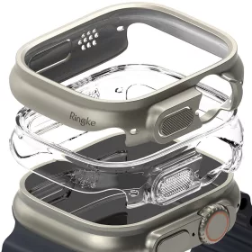   Set 2 Huse de protectie Ringke pentru Apple Watch Ultra 1/2 (49 mm) Transparent/Gri Titan